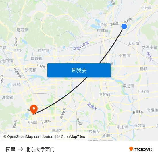 围里 to 北京大学西门 map
