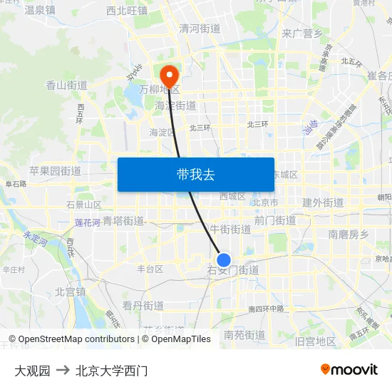 大观园 to 北京大学西门 map