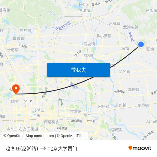 赵各庄(赵湘路) to 北京大学西门 map
