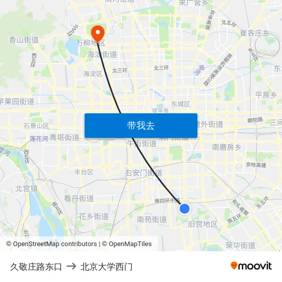 久敬庄路东口 to 北京大学西门 map