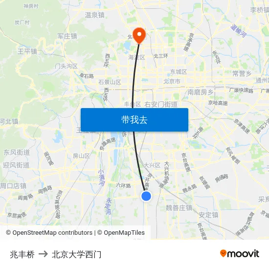 兆丰桥 to 北京大学西门 map