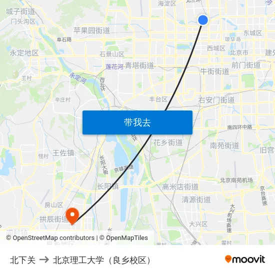 北下关 to 北京理工大学（良乡校区） map