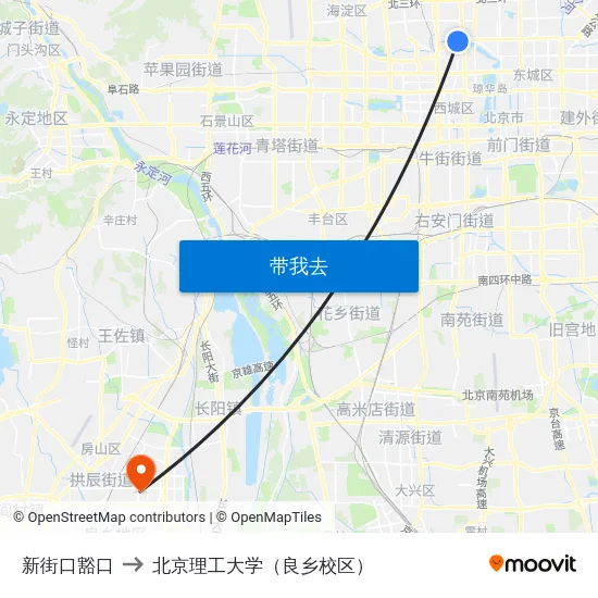 新街口豁口 to 北京理工大学（良乡校区） map