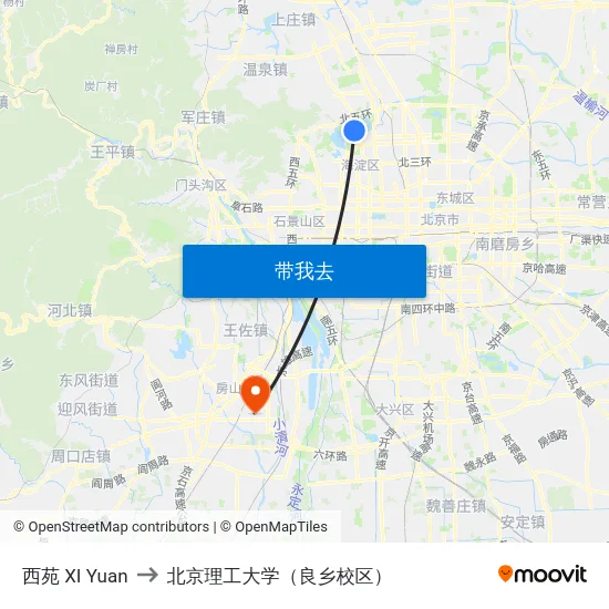西苑 XI Yuan to 北京理工大学（良乡校区） map