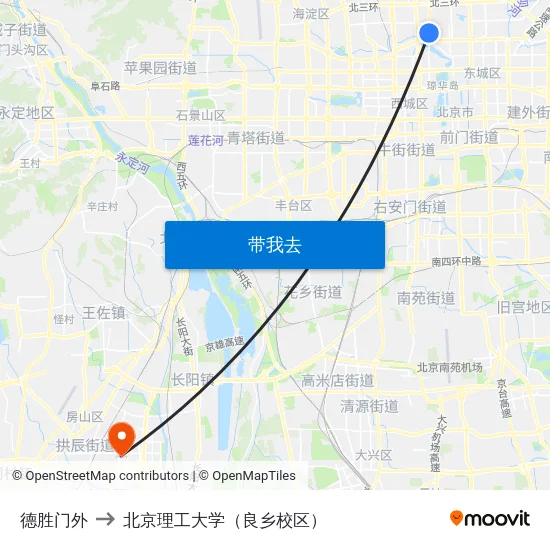德胜门外 to 北京理工大学（良乡校区） map