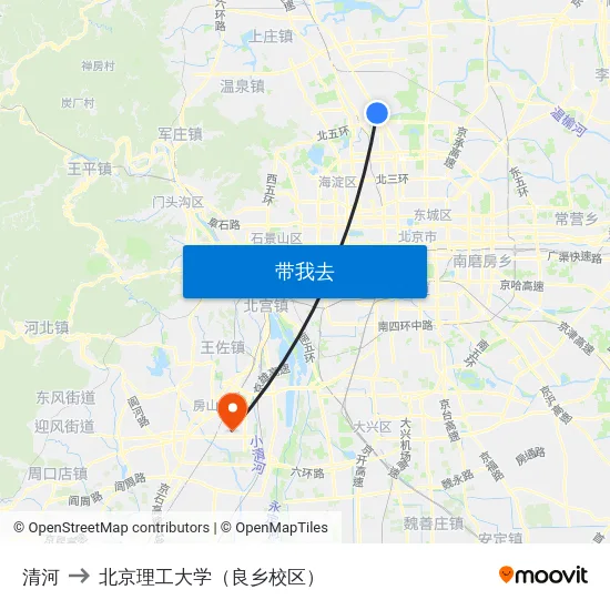 清河 to 北京理工大学（良乡校区） map
