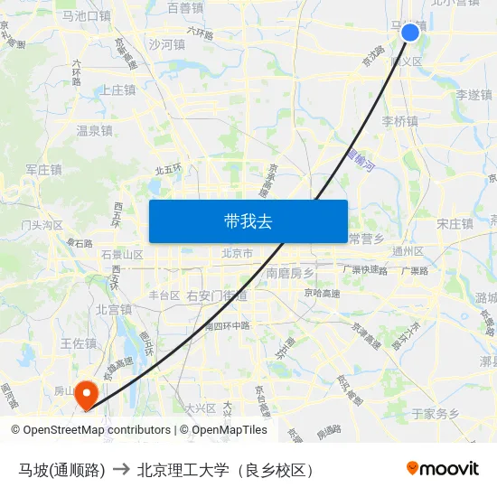马坡(通顺路) to 北京理工大学（良乡校区） map