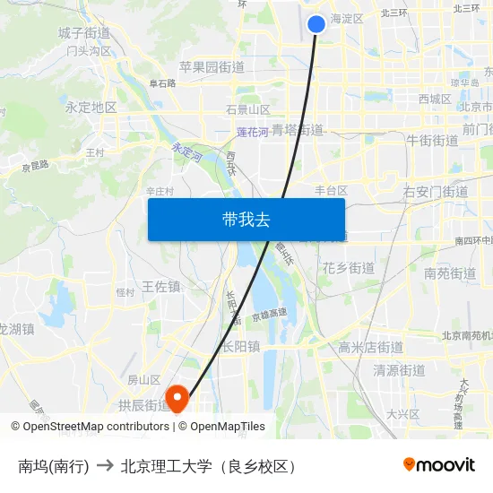 南坞(南行) to 北京理工大学（良乡校区） map