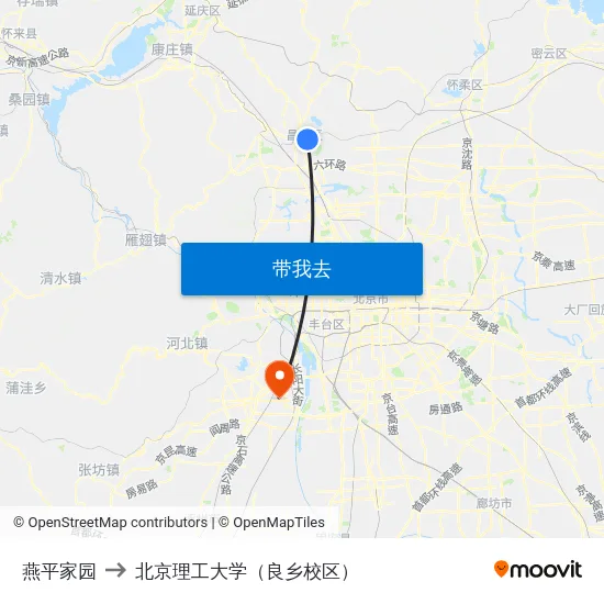 燕平家园 to 北京理工大学（良乡校区） map