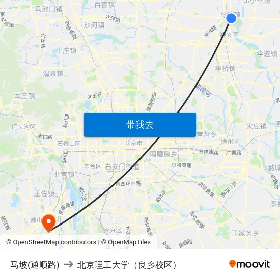 马坡(通顺路) to 北京理工大学（良乡校区） map