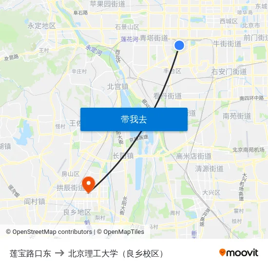 莲宝路口东 to 北京理工大学（良乡校区） map
