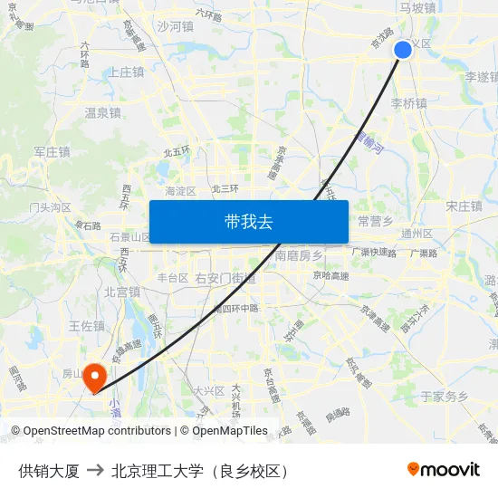 供销大厦 to 北京理工大学（良乡校区） map