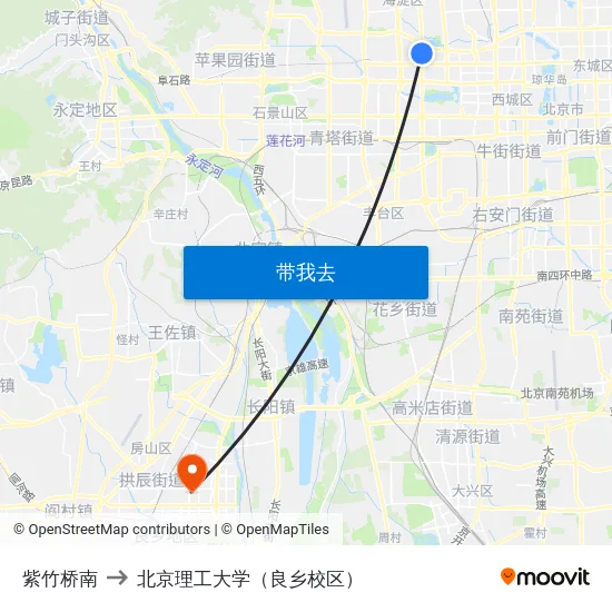 紫竹桥南 to 北京理工大学（良乡校区） map