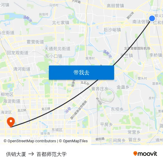 供销大厦 to 首都师范大学 map