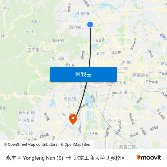 永丰南 Yongfeng Nan (S) to 北京工商大学良乡校区 map