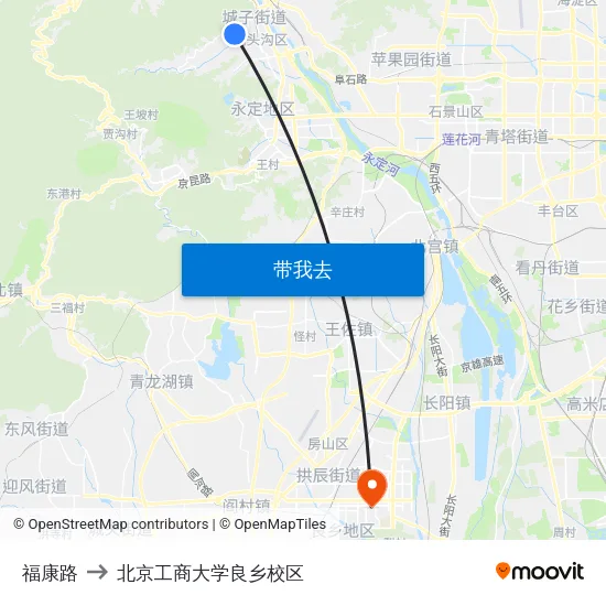 福康路 to 北京工商大学良乡校区 map