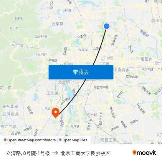 立清路, 8号院-1号楼 to 北京工商大学良乡校区 map
