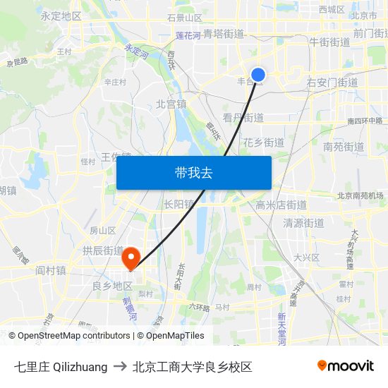 七里庄  Qilizhuang to 北京工商大学良乡校区 map