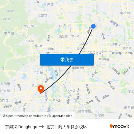 东湖渠  Donghuqu to 北京工商大学良乡校区 map