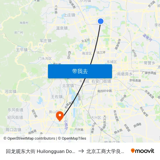 回龙观东大街  Huilongguan Dongdajie to 北京工商大学良乡校区 map