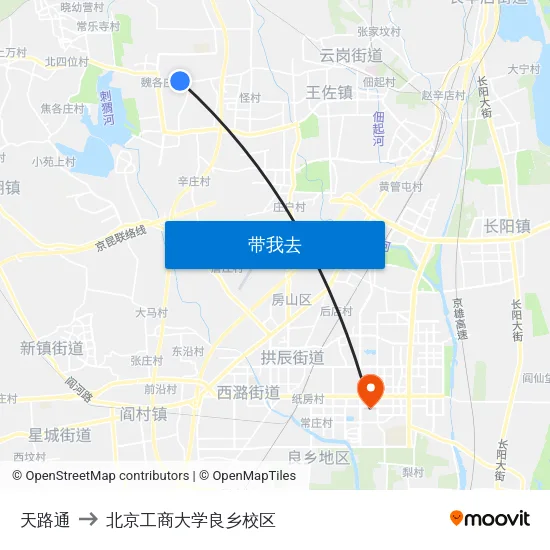 天路通 to 北京工商大学良乡校区 map