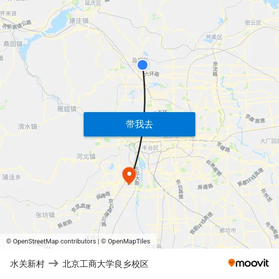 水关新村 to 北京工商大学良乡校区 map
