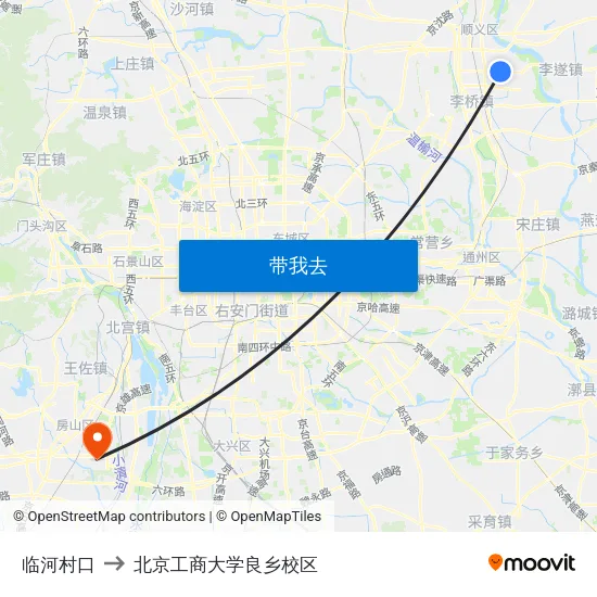 临河村口 to 北京工商大学良乡校区 map