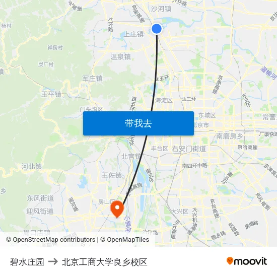 碧水庄园 to 北京工商大学良乡校区 map