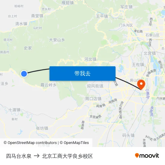 四马台水泉 to 北京工商大学良乡校区 map