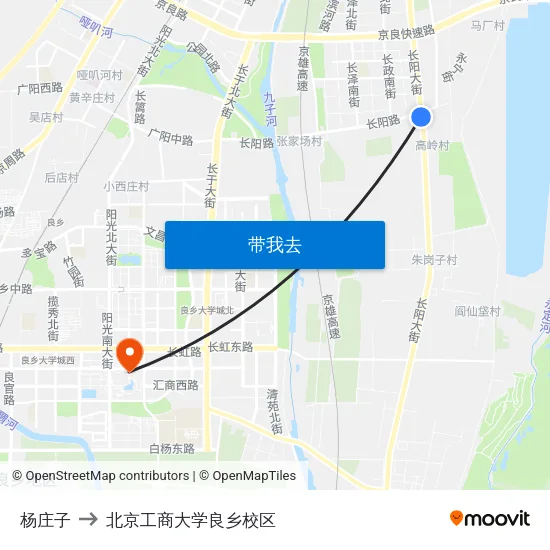 杨庄子 to 北京工商大学良乡校区 map
