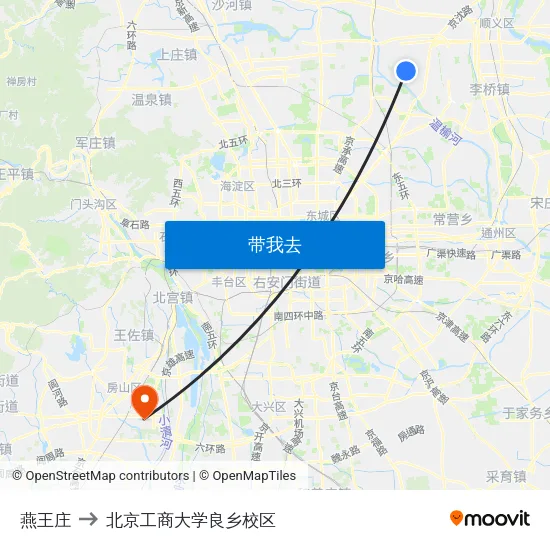 燕王庄 to 北京工商大学良乡校区 map