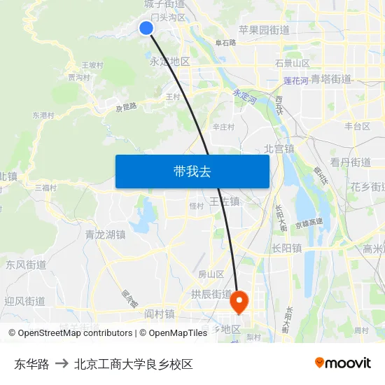 东华路 to 北京工商大学良乡校区 map