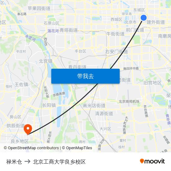 禄米仓 to 北京工商大学良乡校区 map