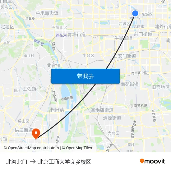 北海北门 to 北京工商大学良乡校区 map