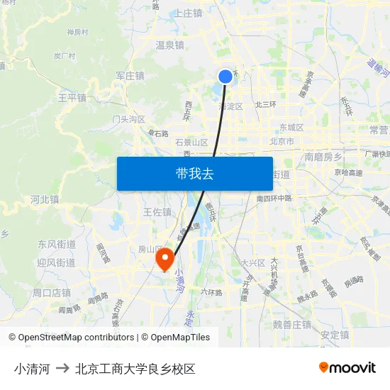 小清河 to 北京工商大学良乡校区 map