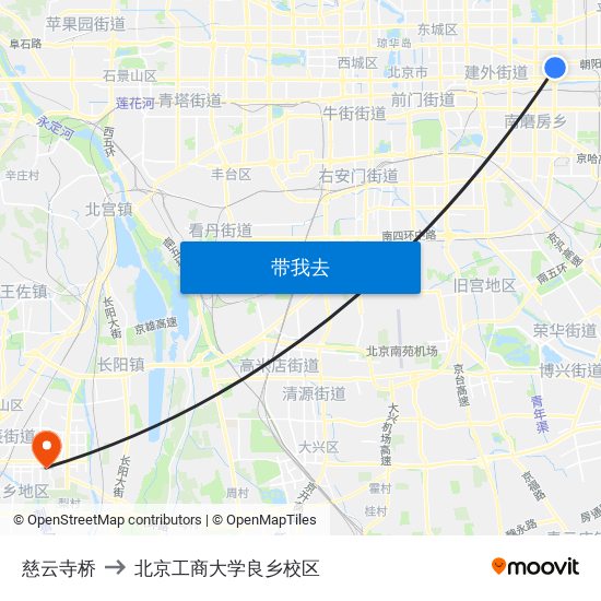 慈云寺桥 to 北京工商大学良乡校区 map