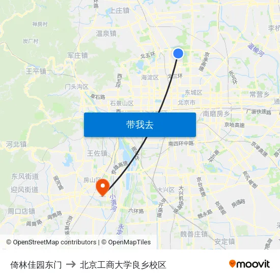 倚林佳园东门 to 北京工商大学良乡校区 map
