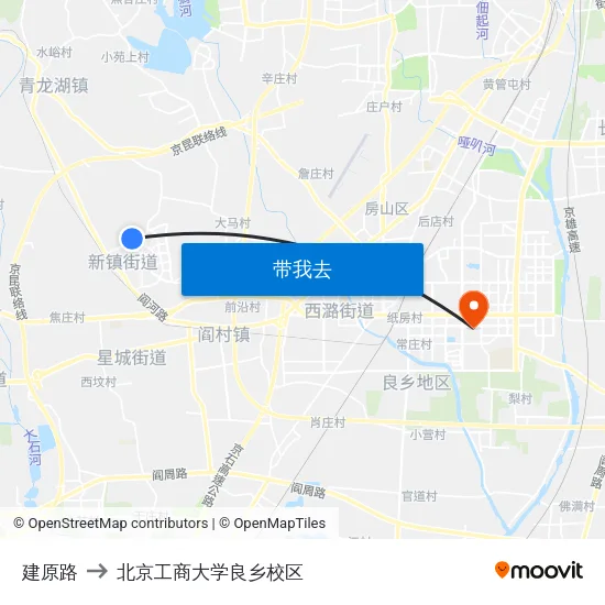 建原路 to 北京工商大学良乡校区 map