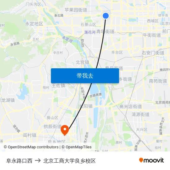 阜永路口西 to 北京工商大学良乡校区 map