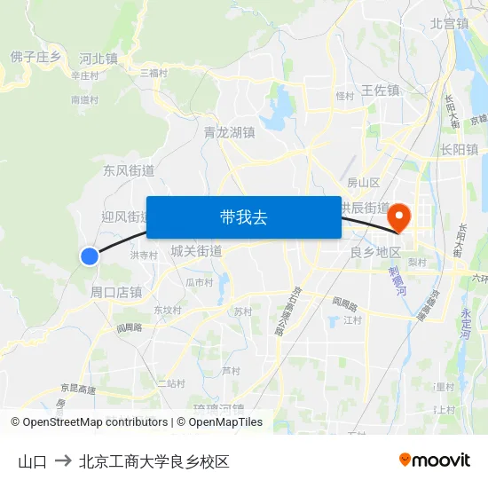 山口 to 北京工商大学良乡校区 map