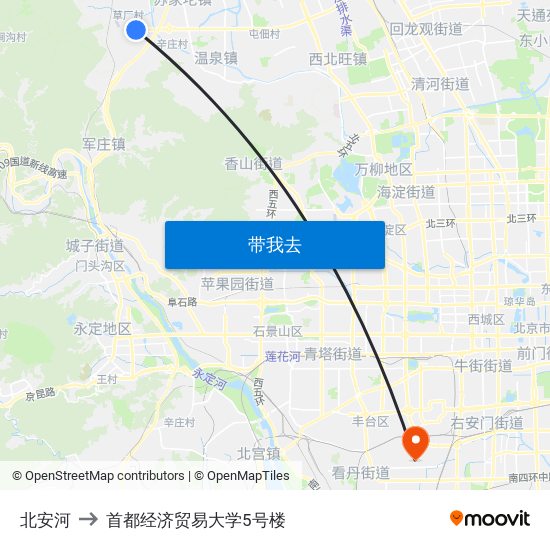 北安河 to 首都经济贸易大学5号楼 map