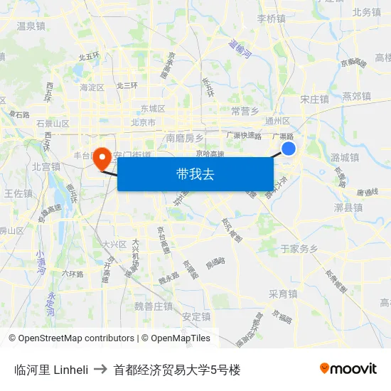临河里 Linheli to 首都经济贸易大学5号楼 map