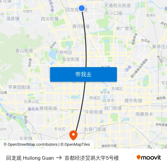 回龙观 Huilong Guan to 首都经济贸易大学5号楼 map