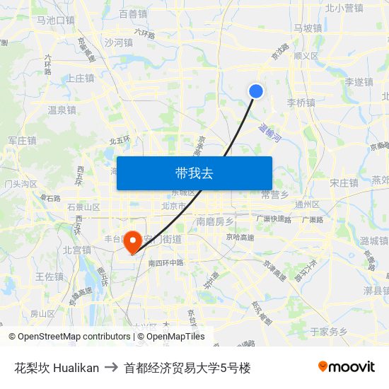 花梨坎 Hualikan to 首都经济贸易大学5号楼 map