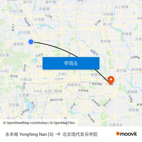 永丰南 Yongfeng Nan (S) to 北京现代音乐学院 map