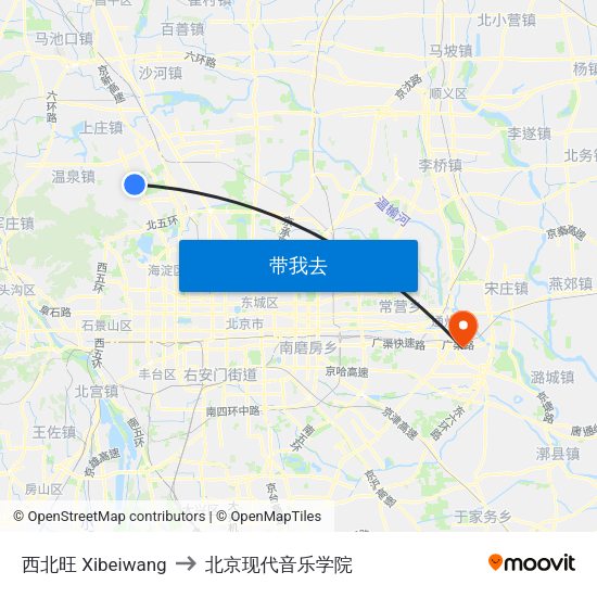 西北旺 Xibeiwang to 北京现代音乐学院 map