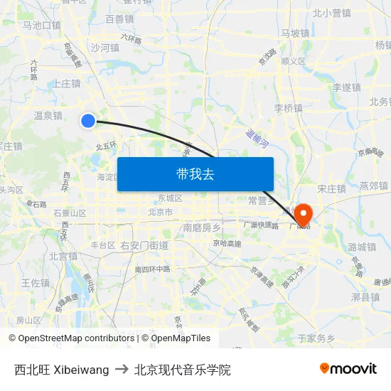 西北旺 Xibeiwang to 北京现代音乐学院 map