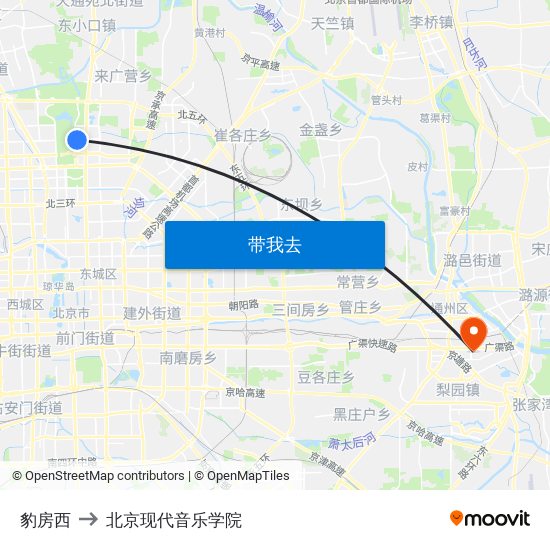 豹房西 to 北京现代音乐学院 map