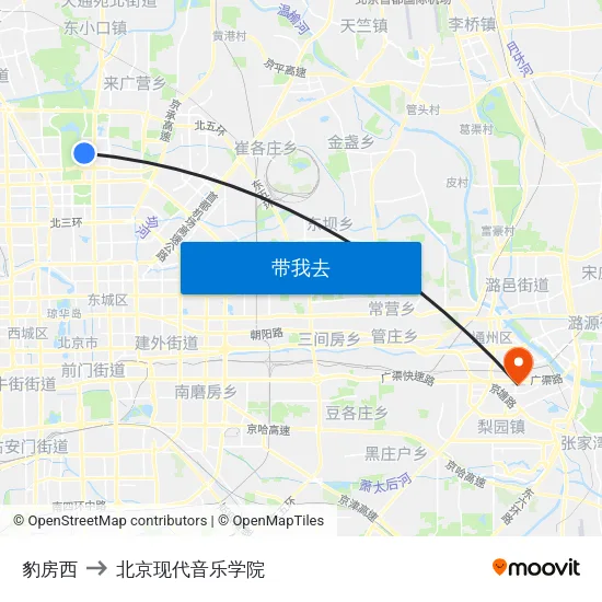 豹房西 to 北京现代音乐学院 map