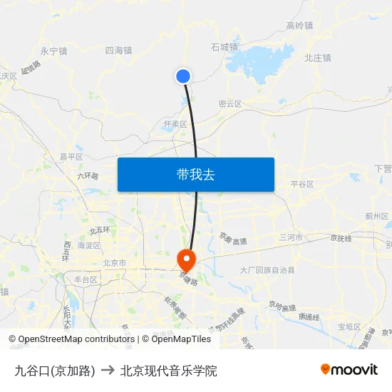 九谷口(京加路) to 北京现代音乐学院 map